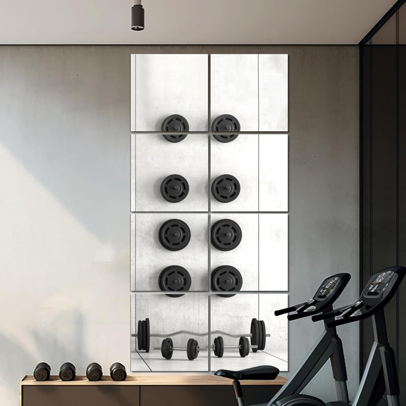 Carreaux de miroir mural, miroir de corps en verre sans cadre, miroir de porte pour la chambre à coucher (4 pièces)