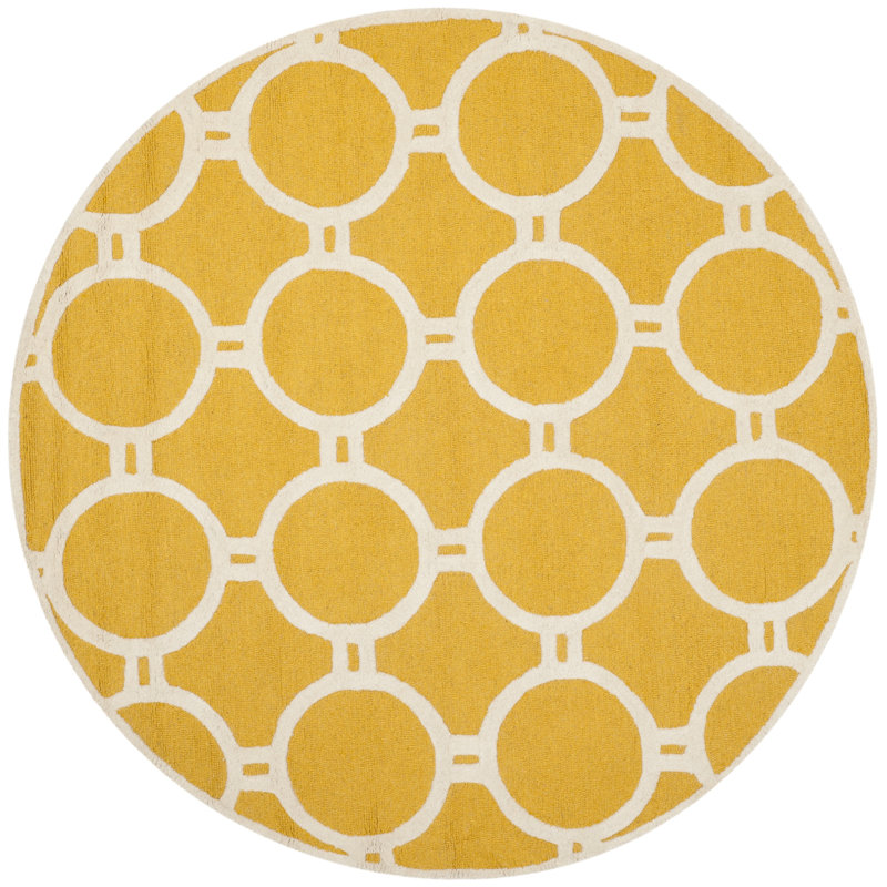 Tapis géométrique en laine touffeté à la main Cambridge, Rond 6 pi