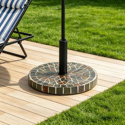 Base ronde de parasol de mosaïque ronde, support de parasol en béton robuste pour jardin extérieur