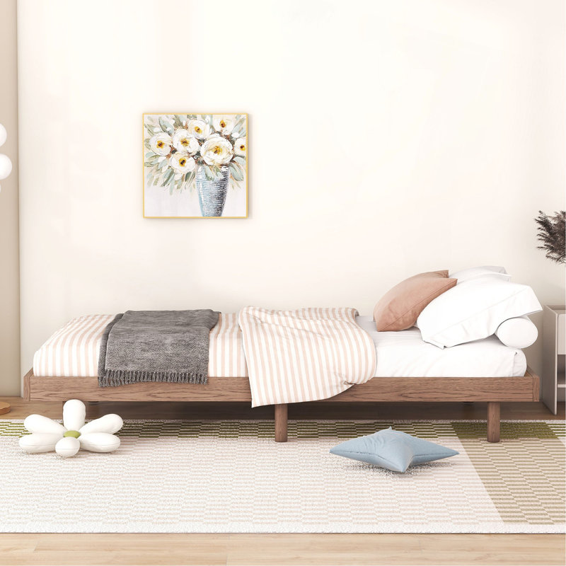 Base de lit plateforme flottante de conception moderne de couleur noyer