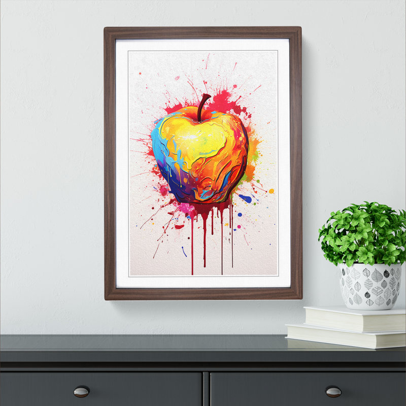 Apple Gestural Art - Framed Print, Walnut Framed, 64cm H x 46cm W