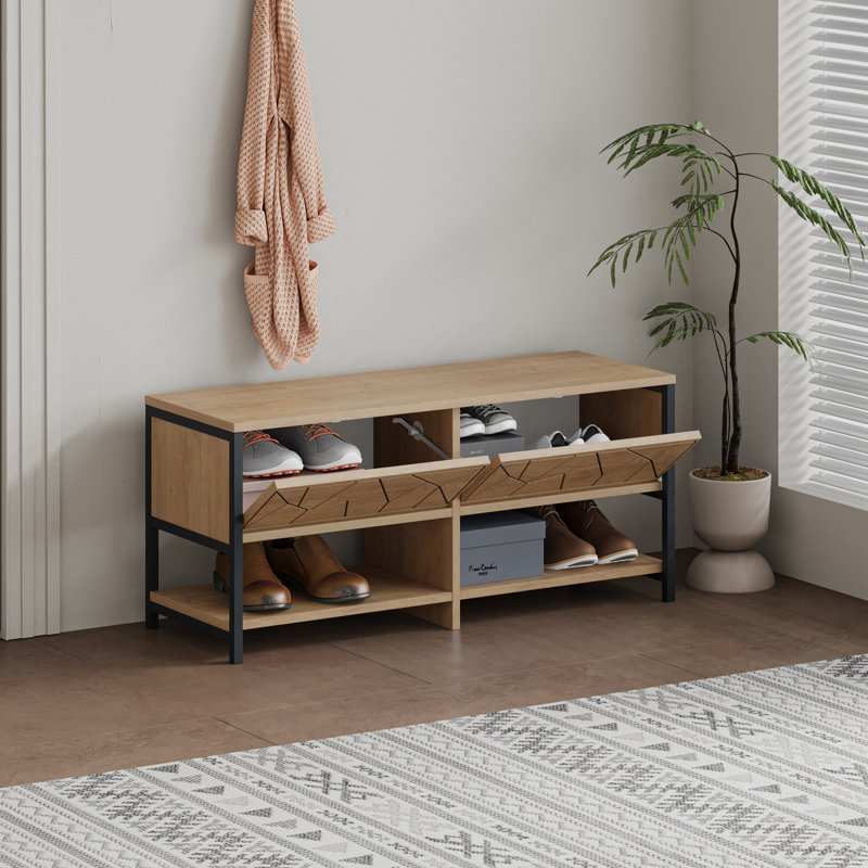 8 Pair Shoe Storage Cabinet, Oak