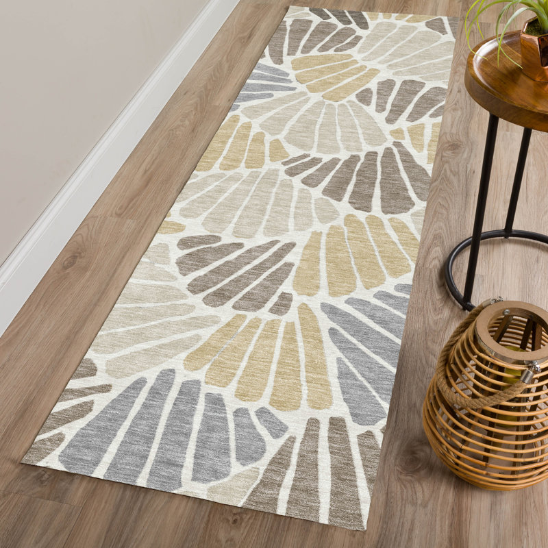 Machine Washable Indoor/Outdoor Jozwiak ACN2384 Floral Rug, Runner 2'3" x 7'6"