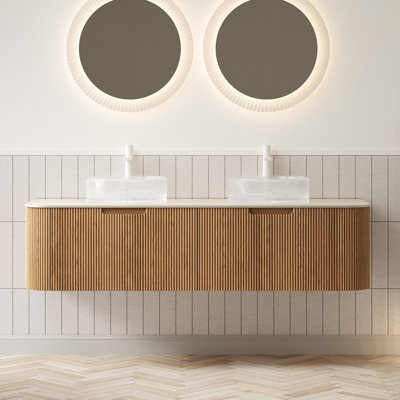 60" Wall-Mounted Double Bathroom Vanity with Sink