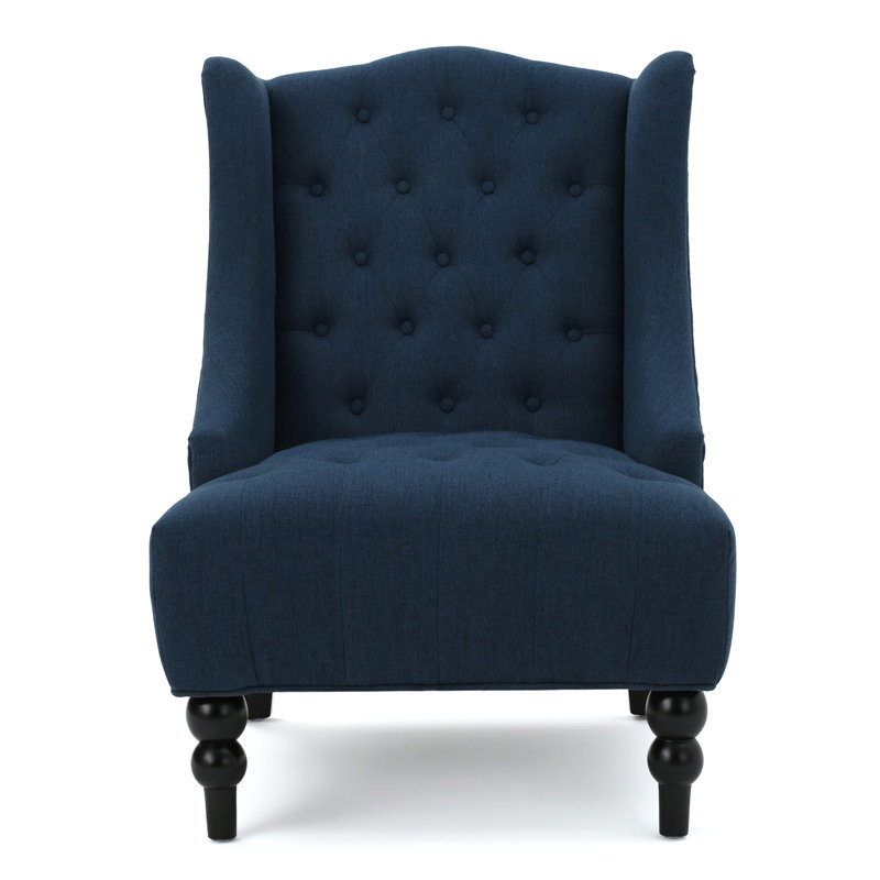 Danni-Lee Tufted High Back Accent Chair Club Chair Upholstered Chair Wingback Chair Living Room Chair, Navy Blue Linen