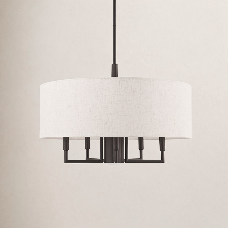 Flaire 6-Light Dimmable Steel Drum Chandelier, Antique Brass