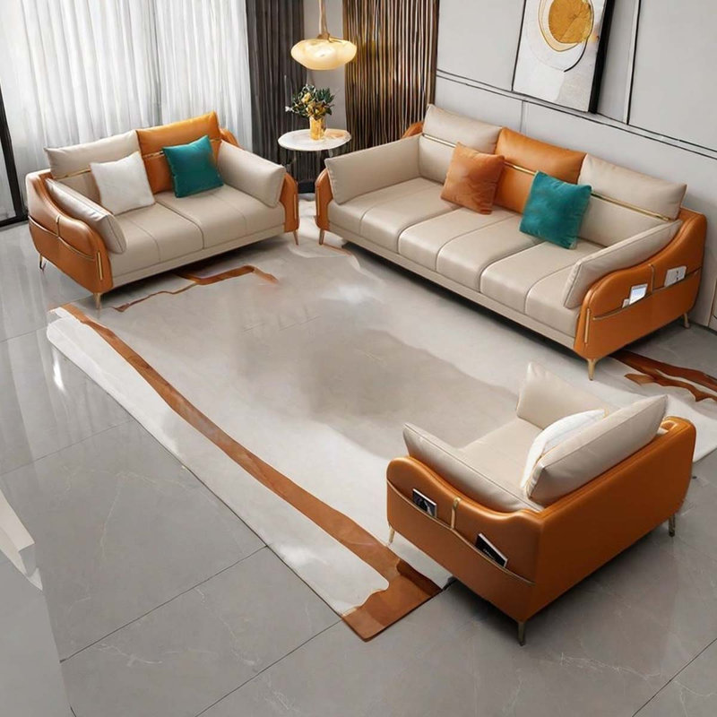 Ensemble de salon simple en similicuir nordique