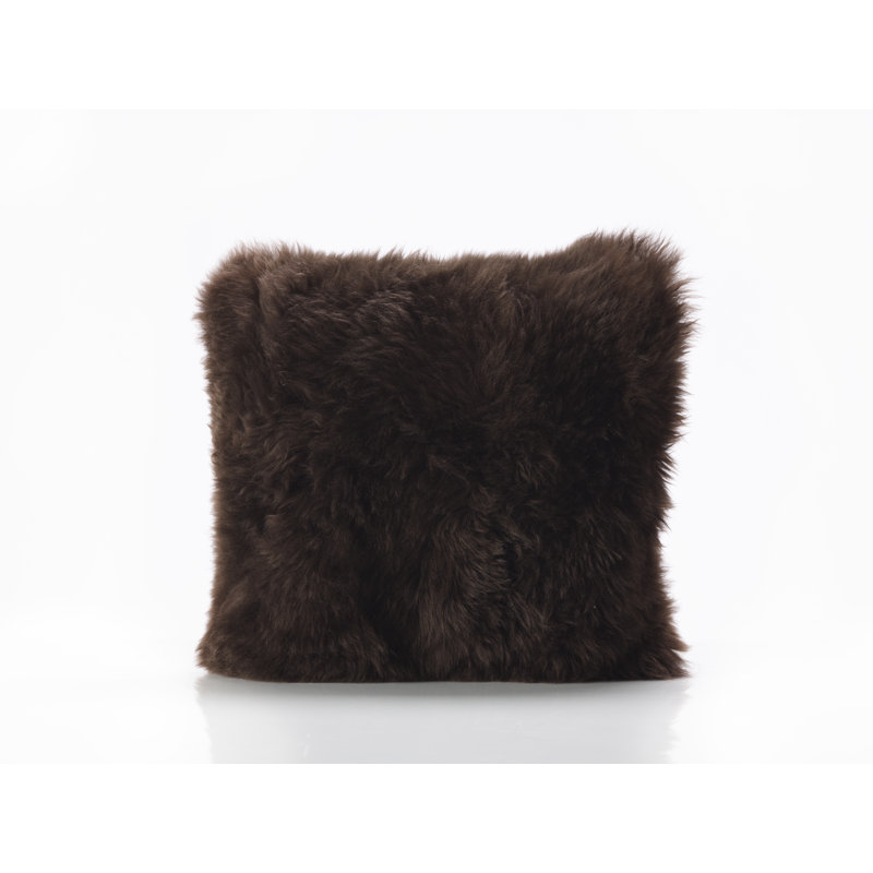 Sheepskin Cushion with Inner, Dark Brown