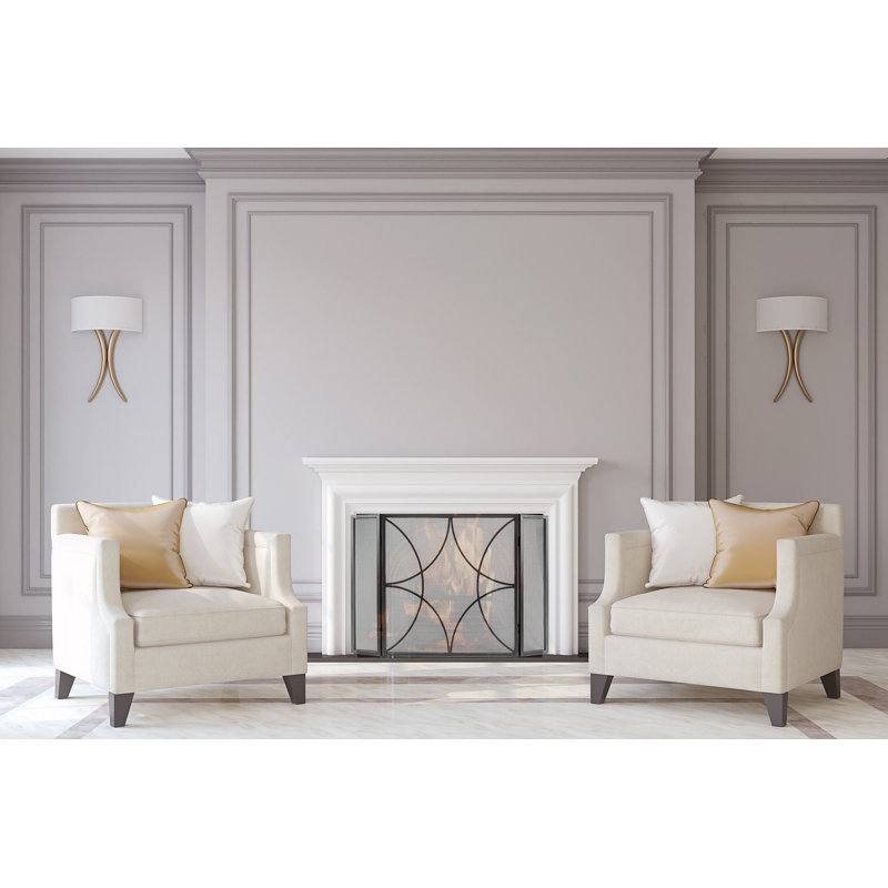 London 3 Panel Iron Fireplace Screen, Deep Ocean