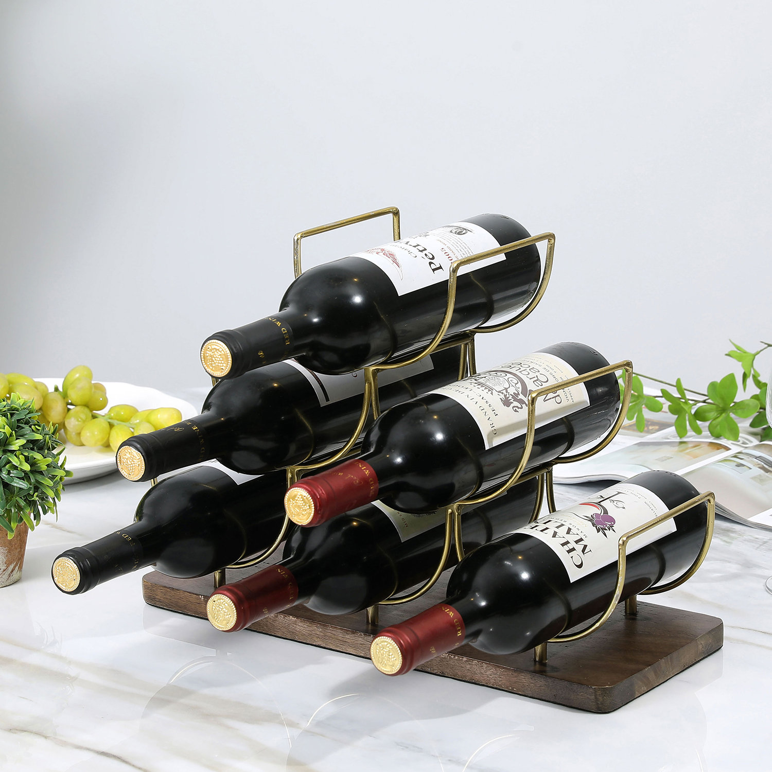 Mercer41 6 Bottle Wine Bottle Rack in Brown/Gold & Reviews | Wayfair