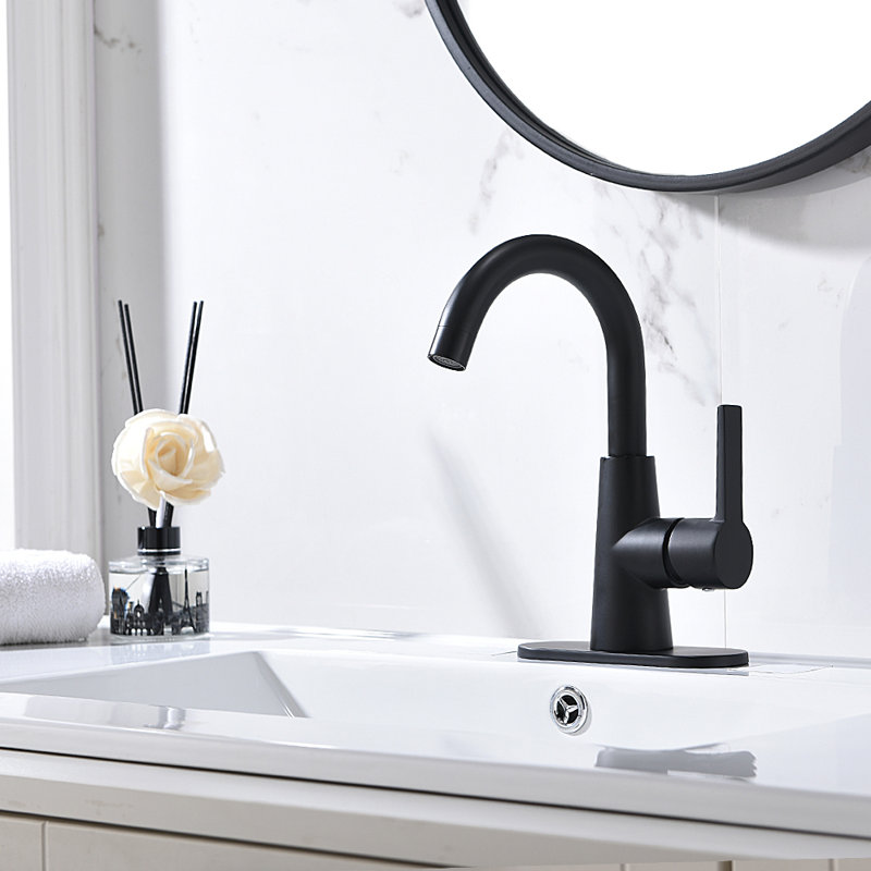 Centerset Single-handle Bathroom Faucet with Drain Assembly, Matte Black