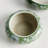 Celadon Ceramic Green and White Chinoiserie Lotus Low Pots, Set of 2