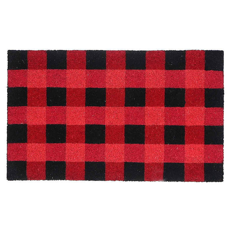 Tapis de porte Coir Buffalo blanc, Rouge / noir