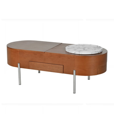 47.2''Lift Top Coffee Table with 360-degree Marble-patterned rotating tray -  George Oliver, 9819752F725A4B729E4FAED48BE7EF0C