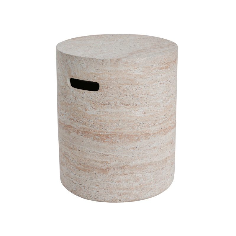 Lightweight Concrete Side Table With Handle, Finish, Natural And Modern Beauty Structure, Dimensions 15.5X15.5X18.5Inch