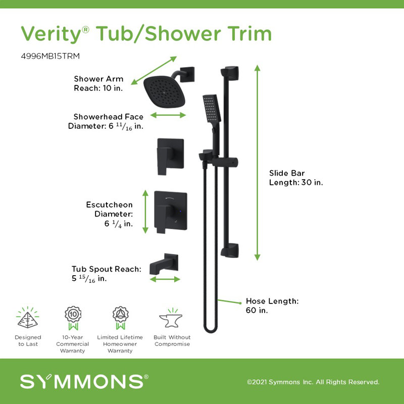 Système de baignoire et douche Verity HydroMersion avec douchette, Noir mat
