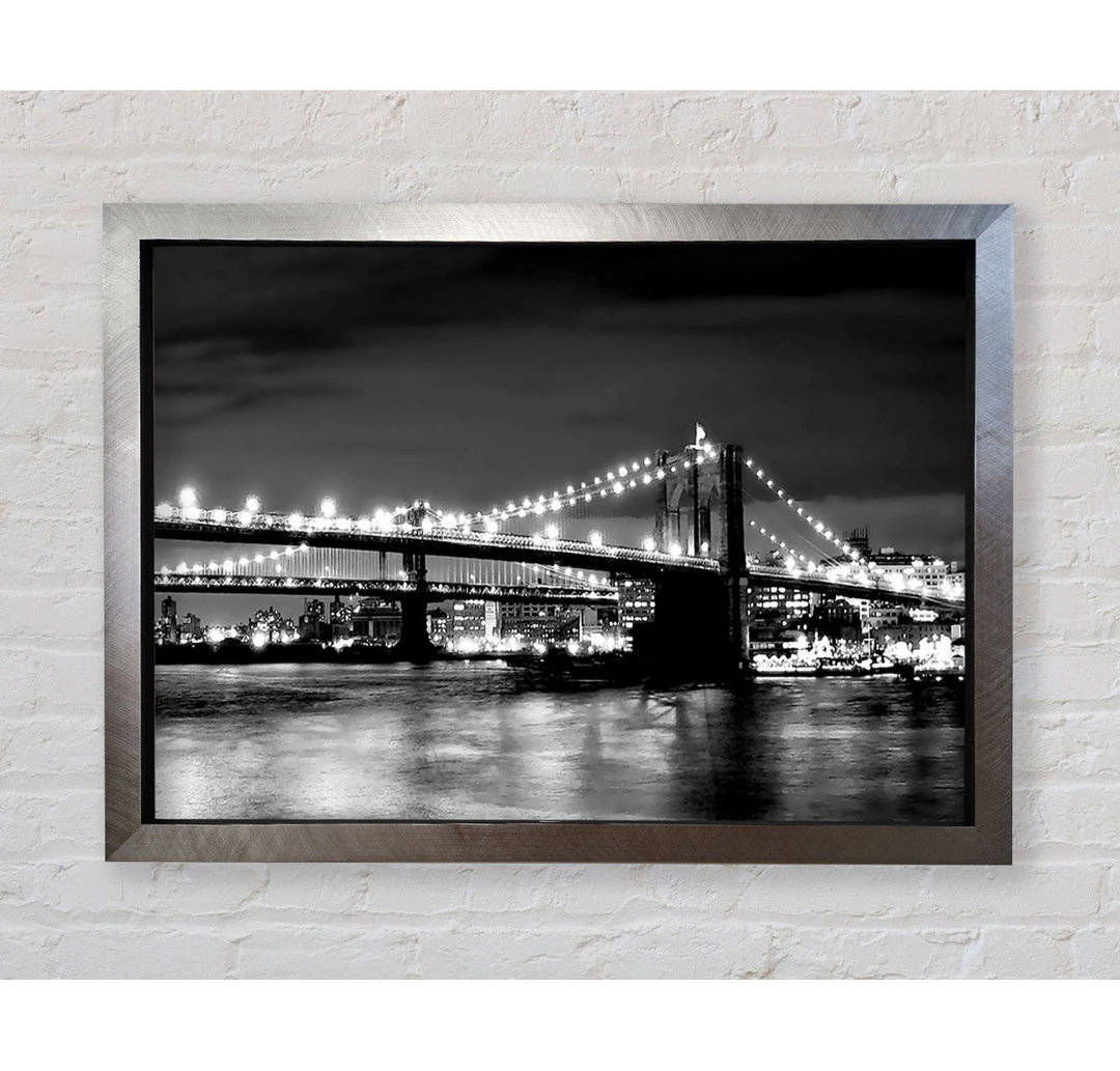 NYC Night Bridge B N W - Einzelne Bilderrahmen Kunstdrucke