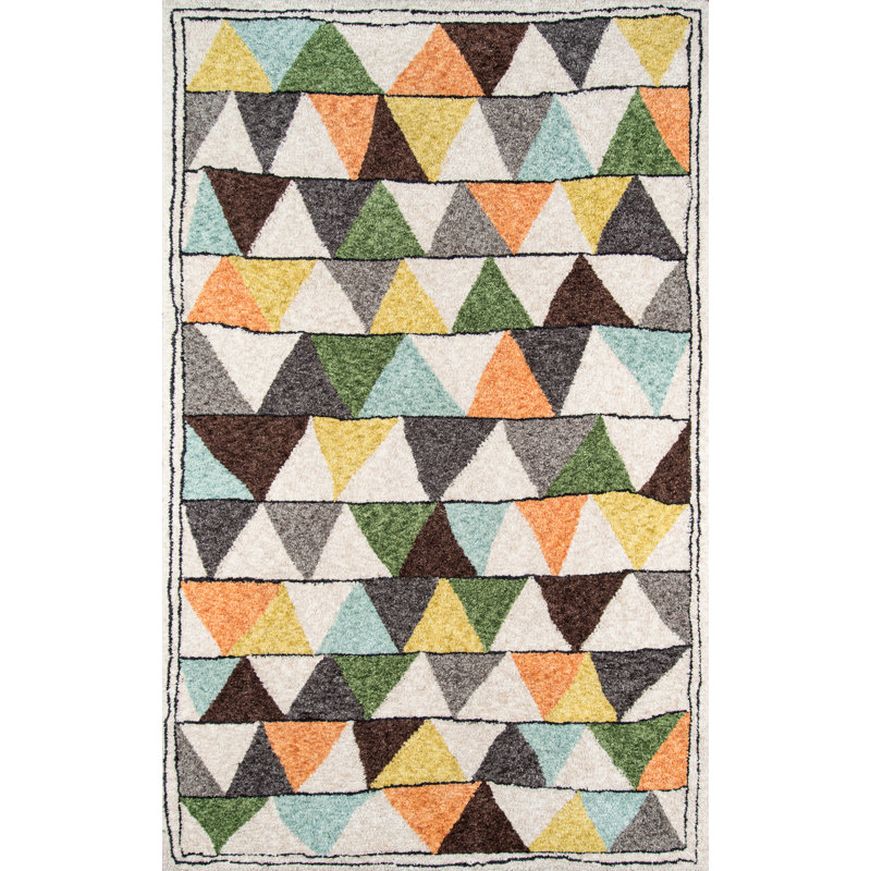 Tapis gris / brun / vert touffeté à la main Bungalow, Rectangle 5 pi x 7 pi 6 po