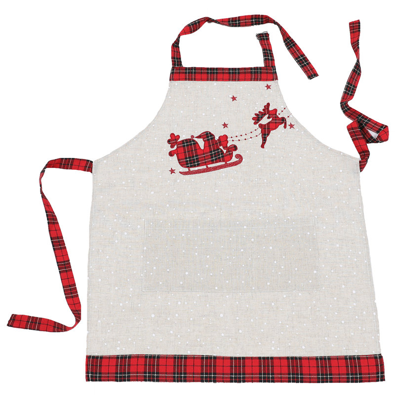 Christmas Plaid Bib Apron, Adult