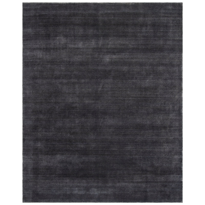 Addisyn Hand Tufted Wool/Cotton Solid Color Rug in Black, Rectangle 9' x 12'