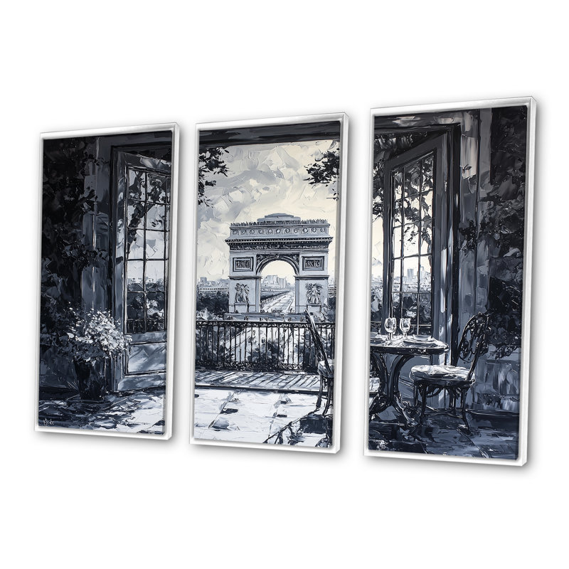 Ensemble de décorations murales Paris Arc de Triomphe II - Paris, H 28 po x l 36 po x P 1 po, Toile encadrée flottée blanche