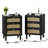 18.9'' W Solid Wood Legs 3-Rattan Drawer Nightstand with Charging Station-2056896388