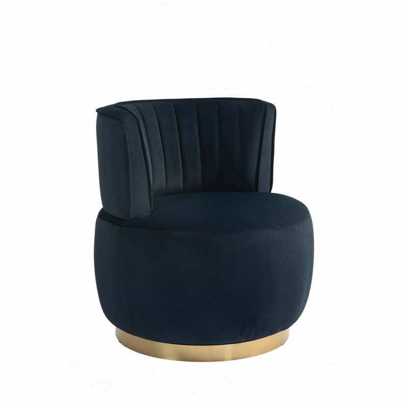 360 Degree Swivel Cuddle Barrel Accent Sofa Chairs,Living room chair,Reading chair, Black Velvet