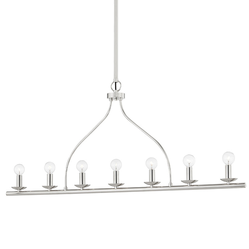 Kendra 7 - Light Kitchen Island Linear Pendant, Polished Nickel