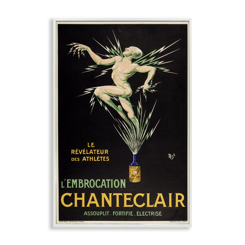 Giclée rétro encadrée de vin Chanteclair, design par Marcus Jules, H 30 po x l 20 po