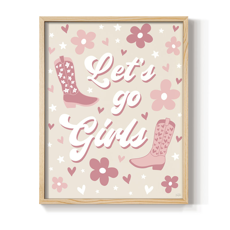 «Let Go Girls», reproduction encadrée - bois massif, H 11 po x l 9 po, Naturel