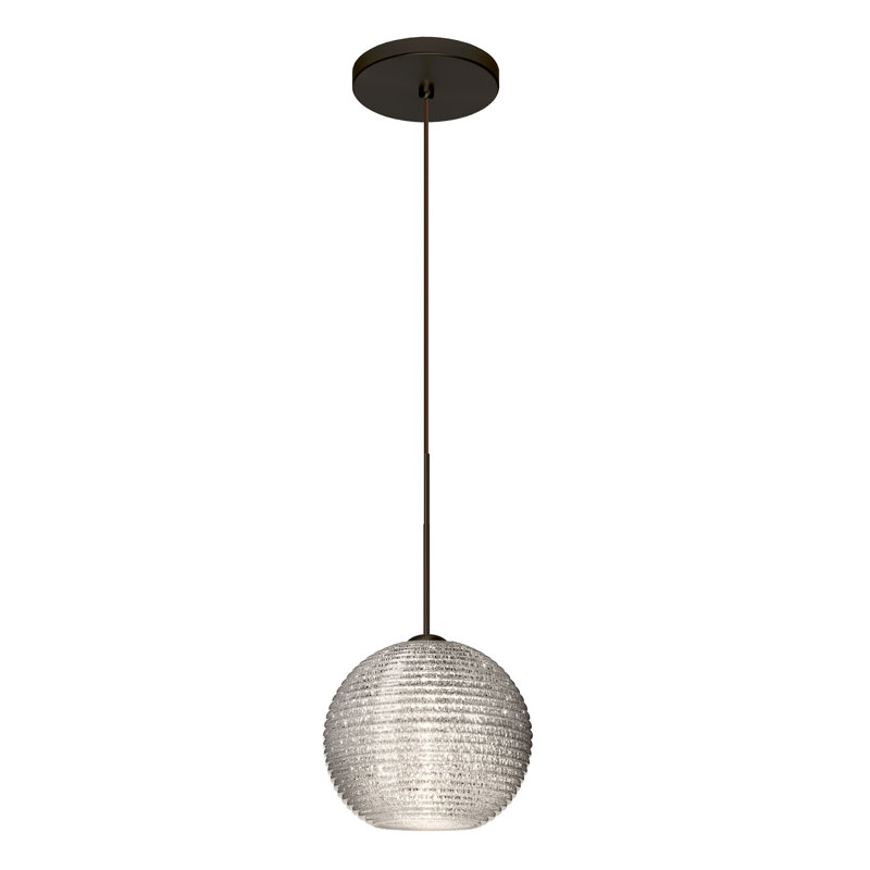 Luminaire sphère suspendu 1 lumières simple Kristall, Bronze brossé, Paillettes