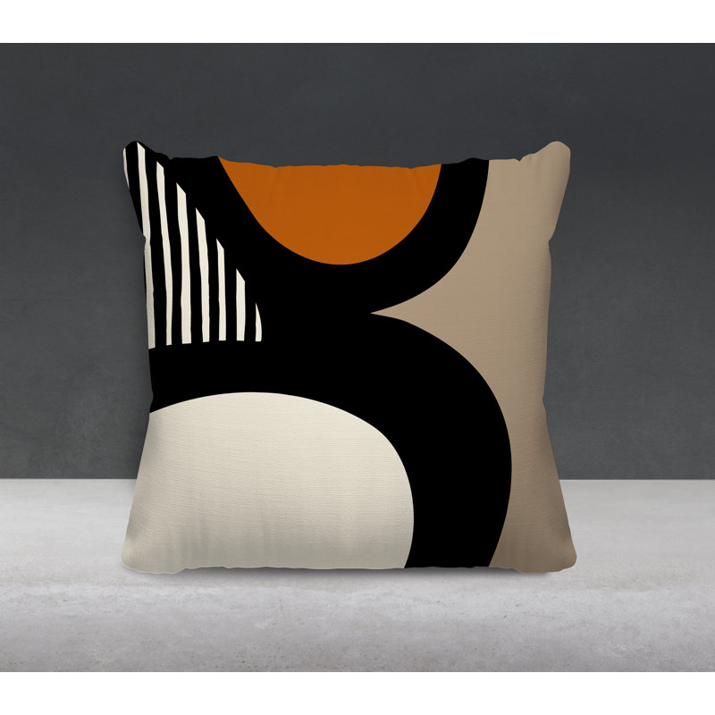 Lara Abstract Outdoor Reversible, 15" x 15", Orange/Off White