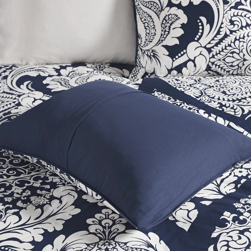 Édredon pour grand lit 7 pièces en indigo - Coussins décoratifs en coton avec bordure, Indigo