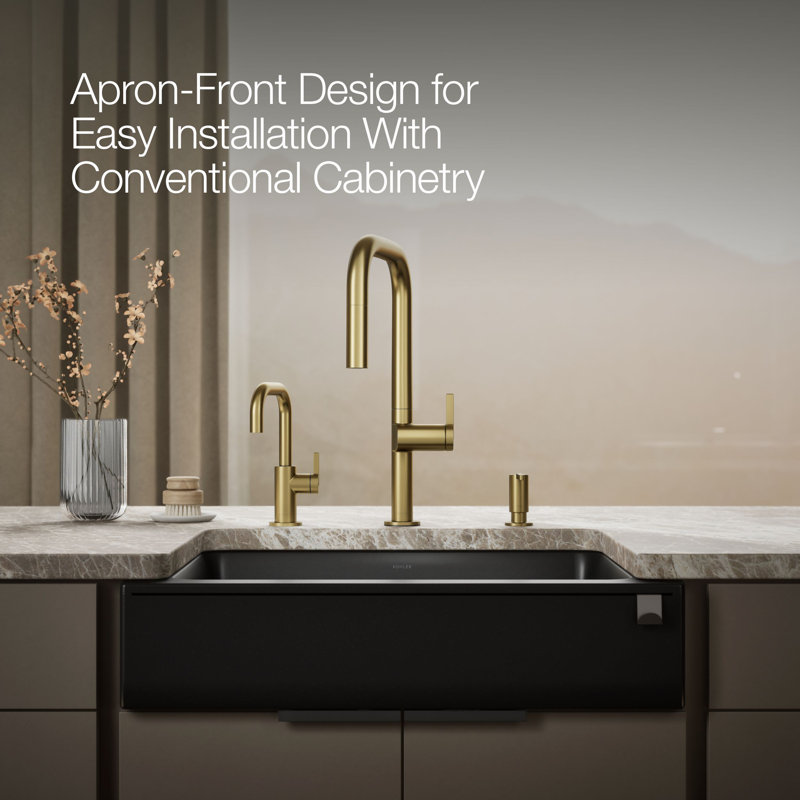 Cairn 29-3/4 In. Undermount Single-Bowl Farmhouse Kitchen Sink With Short Apron, Matte Black