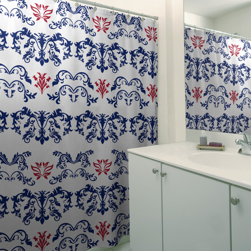 Rideau de douche New York, Blanc / bleu foncé / rouge