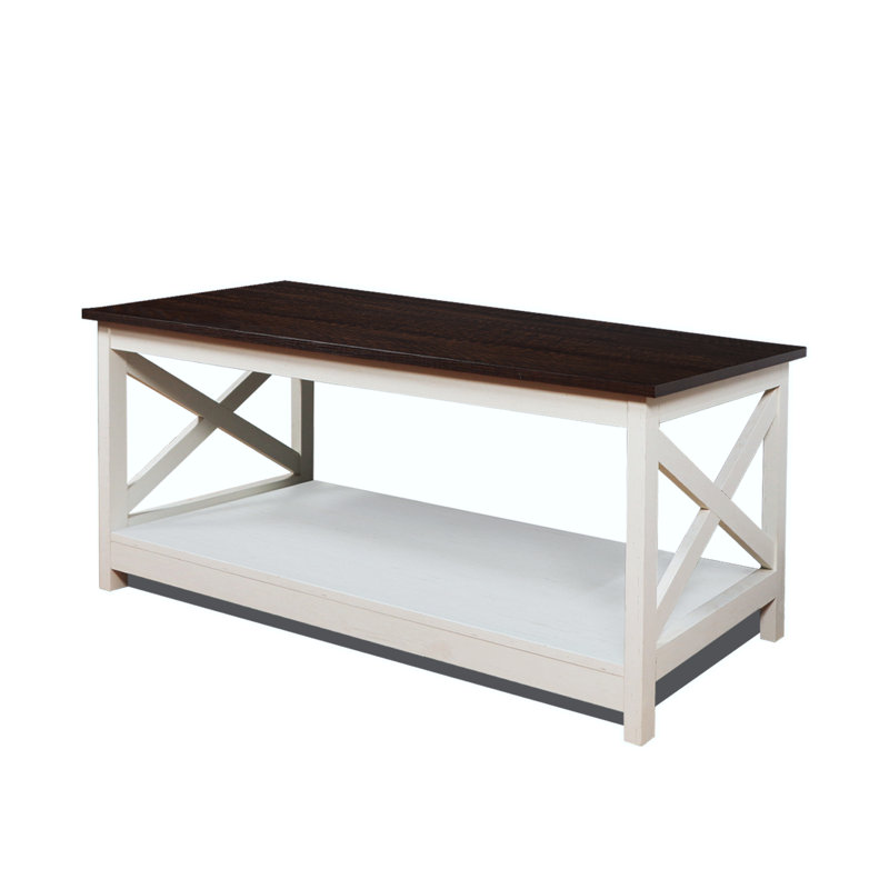 Edwardson Coffee Table, Espresso Top/Vintage White Base