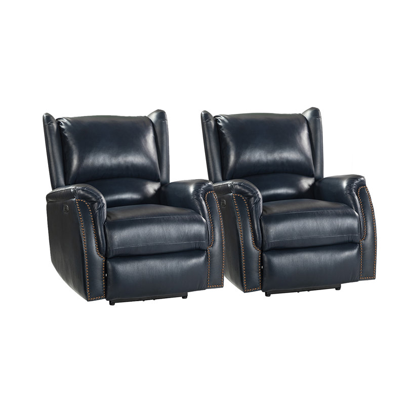Power Recliner, Navy  Genuine Leather