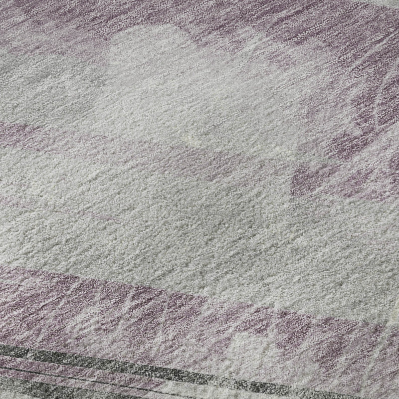 Tapis à rayures Floyd AMF1535 lavable à la machine de qualité supérieure, Rond 8 pi
