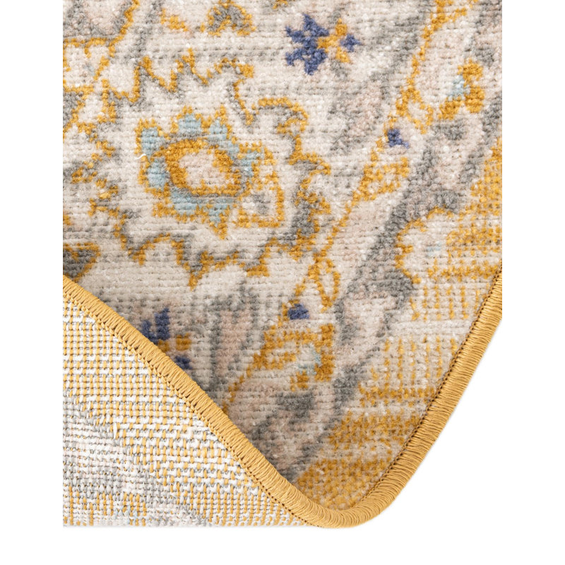 Tapis oriental toscan jaune Xion, Ovale 5 pi x 8 pi
