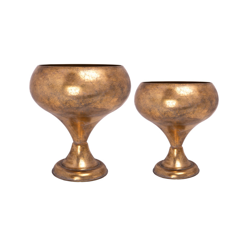 Iron Metal Pot Set Of Two Gold