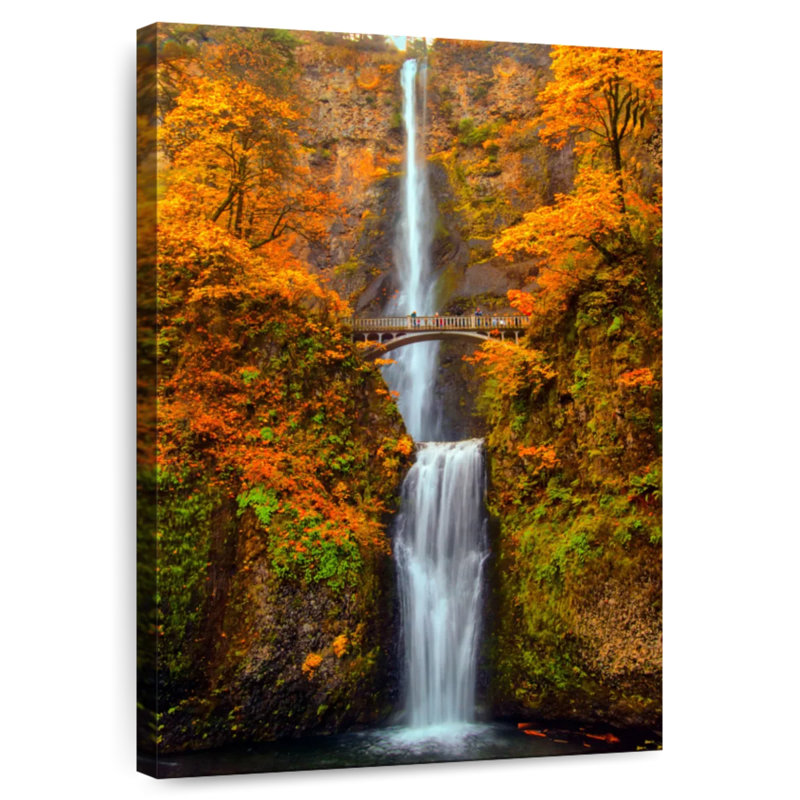 Alvord Multnomah Waterfall In Autumn, 48" H x 32" W