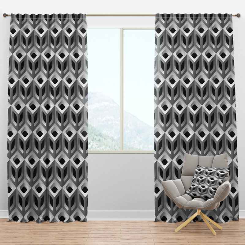 Motif de treillis 3D - Rideau en velours moderne - obscurcissant - 1 panneau, l 52 po x L 120 po