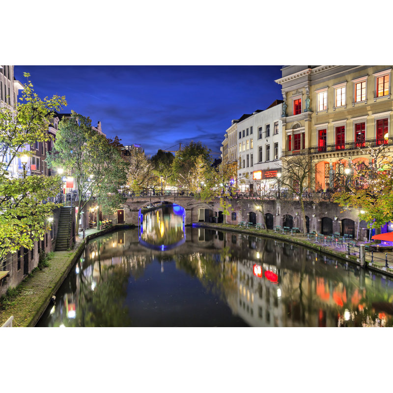 Esmee Bridge Across Canal - Wrapped Canvas Print, 61cm H x 91cm W x 3.8cm D