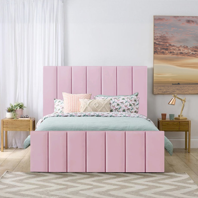 Judsonia Upholstered Ottoman Storage Bed, Pink, UK Small Double - DE 120 x 190 cm