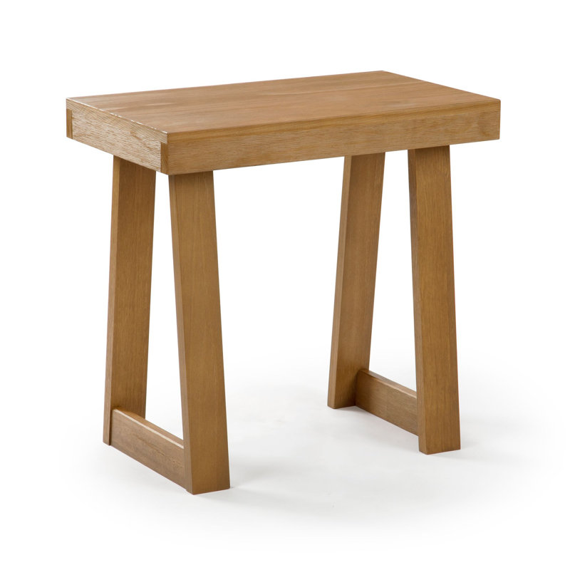 Camy Solid Wood End Table, Pecan Wirebrush