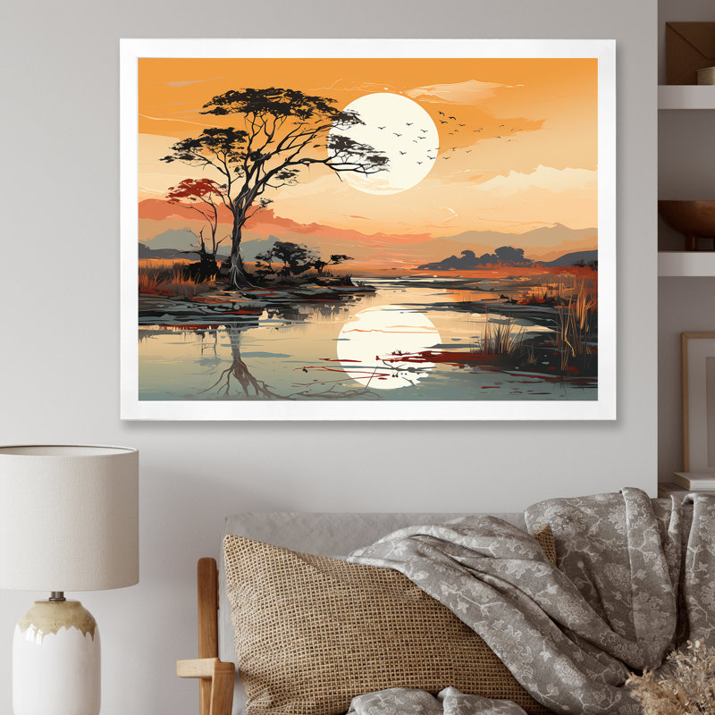 «Afrique Minimalisme», impression sur toile, H 30 po x l 40 po x P 1,5 po, Cadre simple blanc