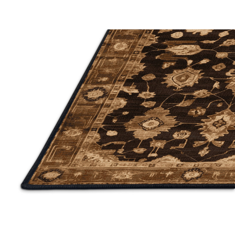 Tapis noir surteint lavable à la machine, Rond 6 pi