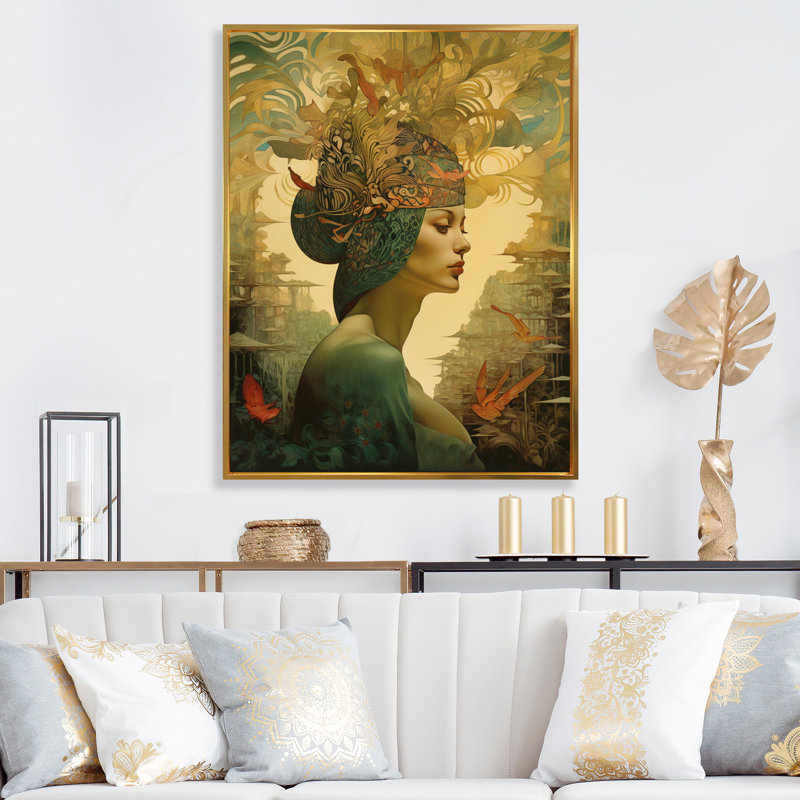 «Goddess Dreams in Tender Tones I», reproduction sur toile, Cadre flottant doré, H 32 po x l 24 po x P 1 po