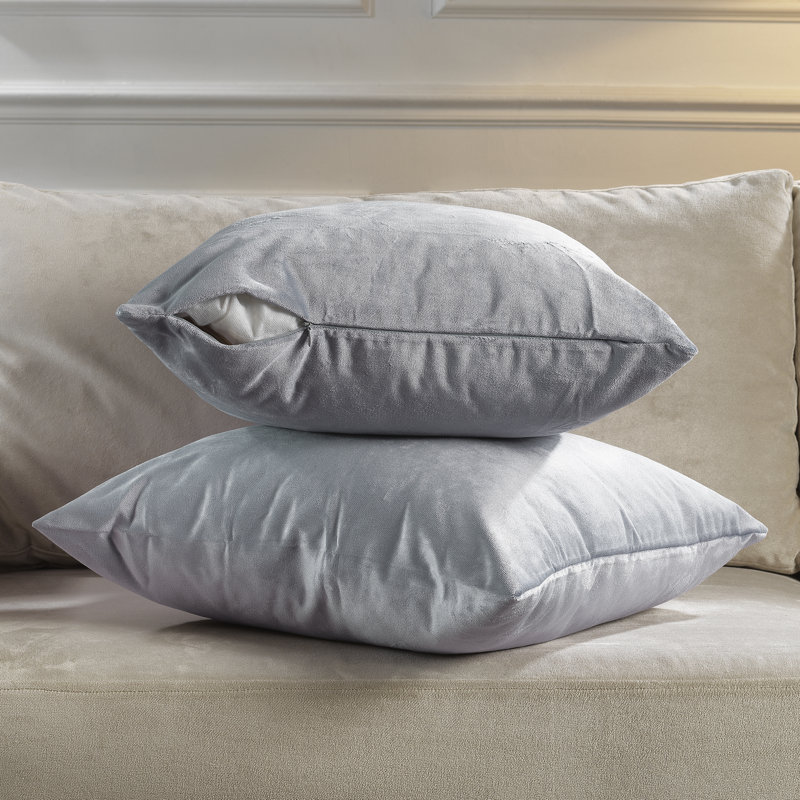 Matte Velvet Pillow Cover, 16" x 16", 66 Silver