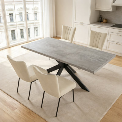 Bourke Modern Kitchen Dining Set, Extendable Dining Table With Upholstered Dining Chairs(1 Table 4 Chairs)